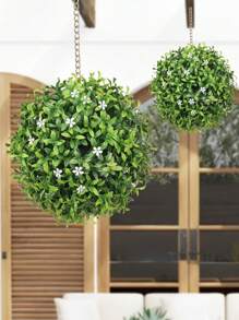 1/2PCS Artificial Grass Balls With 14 Small White Flowers With 20 Small White Flowers, Aglaia Odorata , BOXWOOD Grass Balls,Artificial Plants,Artificial Flowers,Fake Plants,Autumn Decoration