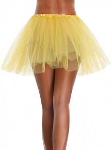 Women Teen Adult Classic Elastic 3 4 5 Layered Tulle Tutu Skirt Costume BottomHalloween Christmas New Year