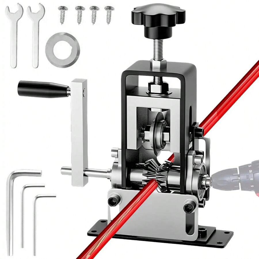 Manual Wire Stripping Machine Portable Adjustable Copper Cable Stripper 1mm To 21mm Hand Crank - Ergonomic Handle, Safety Lock & Durable Metal Construction For Professional Electricians & DIY Projects With Sleek Robust Industrial Look - Silver - View 1
