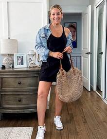 Women's Summer Sleeveless Mini Dress With Built-In Shorts - 黑色 - 查看 7