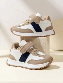 1 双男女通用卡其色休闲运动鞋，防滑耐磨平底复古风格户外儿童休闲鞋 - 卡其色 - 查看 3