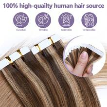 Invisible 10PCS/20-25G Tape In Remy Skin Weft 100% Human Hair Extensions Seamless Easy To Install 12"-24" - #70 Bleach White - View 8