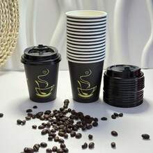 20pcs 8oz Thick Wall Cups With Lids, Suitable For Business Reception, Office And Home