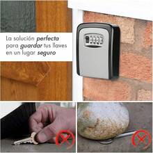 Raganet, Caja Fuerte De Almacenamiento De Llaves Montada En La Pared, Cerradura con Código de 4 Dígitos, Fácil de usar e Instalar (Negro) NV4V - Plateado - Ver 8