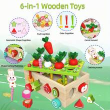 6-In-1 Wooden Toy For Children, Valentine's Day Gift Ideas, Carrot Picking Toy, Shape Sorting Puzzle, Fine Motor Skills Training Toy - Nhiều màu - Xem 4