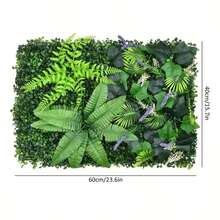 1片人造绿色植物墙板 | 40x60厘米 | 塑料材质 | 无需电源或电池 | DIY家居花园装饰 | 适用于户外露台、婚礼、圣诞节、感恩节、情人节、母亲节和毕业典礼装饰 | 易于使用，植物逼真 - 綠色 - 查看 4