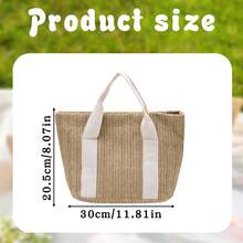 个性化字母名字编织亚麻手提袋 - 伴娘手提袋 - 可重复使用的礼品袋 - 适合搭配婚礼派对礼物 - 婚礼当天、春季郊游、度假、购物时赠送伴娘礼物，以及节日送给妈妈和家人的精美礼物