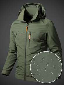 Men's Casual Waterproof Windbreaker, Men's Coats, Winter Coat, Hoodies, Camping, Hiking Jacket - 綠色 - 查看 5