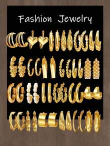 48-96 Pieces Fashionable, Elegant And Simple, Inlaid With Imitation Pearls, Love Butterfly Twist Hollow Design Earrings Set, Suitable For Women's Daily Light Luxury Collocation, To Participate In The Party Vacation Dating, Perfect Gift - 96PCS (Vàng) - Xem 2