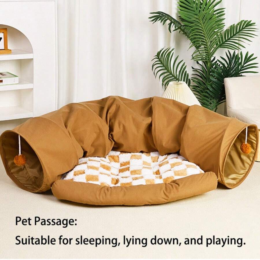 Semi-Circular Cat Passage, A Pet Sofa Passage Suitable For Sleeping Or Lying Down, A Passage For Cats, Bunnies, And Small Pets To Relieve Boredom And Hide During Daily Activities, A Gift For Pets - Multicolor - View 1
