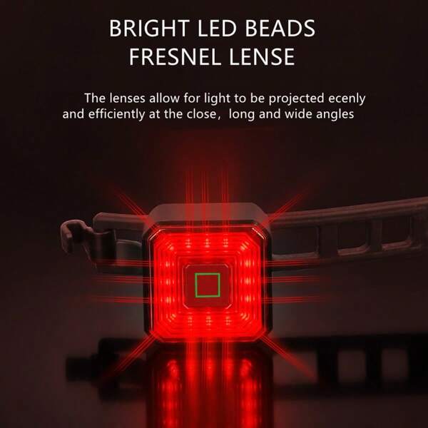 CNC Aluminum Bike Tail Light With Brake Sensing & Smart Mode, 400mAh Rechargeable Battery, 35H Runtime, Fresnel Lens, IPX4 Rainproof, Dual Mounts, Power Indicator"