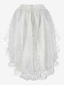 Medieval Renaissance Skirts Tulle Layered Skirt High Low Outfits Steampunk Costume Pirate Dressing - 白色 - 查看 3