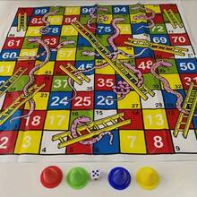 3D Snake & Ladder Board Game Set - Folding Portable Chessboard With Dice & Pieces | Family Classic Strategy Game For Teens & Adults (Travel-Friendly Indoor/Outdoor Game) - Multicolor - View 3