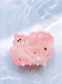 1 Stück Damen 7,8cm/3,07 Zoll Haarspangen in Muschelform aus Plastik mit Strass-Verzierung in Rosa, Blau, Gelb, im Ozeanstil, große, niedliche Größe, leicht, Accessoires für Alltag, Lässig, Party, Pendeln, Reisen, Pferdeschwanz, Gesichtswäsche, Make-up, Feiertage, Partys, Pendeln, Urlaub. Ideal zum Stylen von Dutt oder Pferdeschwanz, ein tolles Outfit-Accessoire, passend zu verschiedenen Looks, Muttertagsgeschenke Haaraccessoires elegante Haarklammern Damen