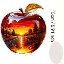 1pcs2D Flat Thickness 0.3 Cm Crystal Apple Creative Home Living Room Desktop Decoration, Colorful Acrylic Vibrant Bohemian Style, Collected Statues, Desktop Plaques, Suitable For Living Room, Bedroom, Study And Office Decoration