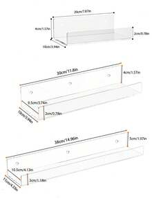 1个亚克力储物架，透明展示架，悬浮式壁挂架，展示柜，书架，多功能储物架，适用于卧室、浴室、客厅等场所。 - 無色 - 查看 10