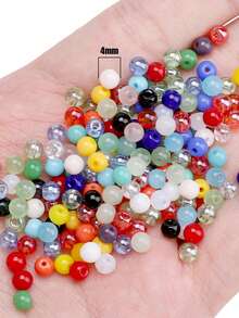 115 件 4 毫米玻璃圆形珠子，圆形珠子 - 圆形糖果色散珠，适用于创意 DIY 珠宝制作、配饰和工艺项目 - Round Beads - 查看 3