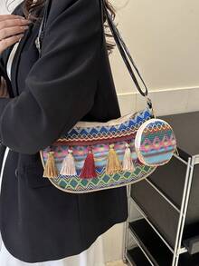 包包女包2025新款小众复古风女士单肩包时尚流苏跨界斜挎包