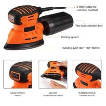 DOVAMAN 130W Detail Sander, 12000 RPM Palm Sander, 12 Sandpapers Included, Efficient Dust Collection System, Ergonomic Hand Sander For Wood & Metal - UK Plug(220-240V) - View 4