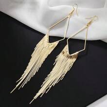 1 Pair Golden Tassel Chain Elegant & Delicate Pendant Earrings