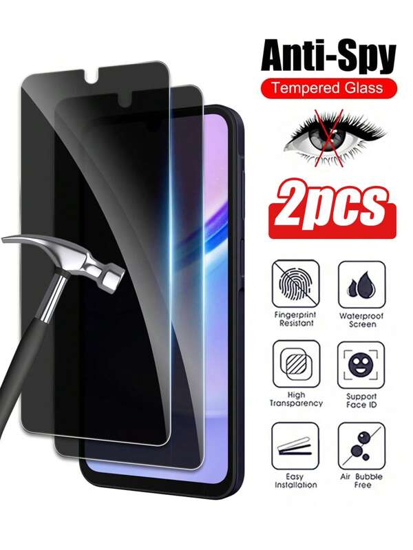 2 piezas Protector de pantalla de vidrio templado antiespia 9H para Galaxy A16 A05 A05S A15 A25 A35 A55 5G, protección de privacidad