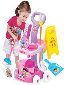 10-Piece Children's Pretend Play Toy Set, Including Bathroom Accessories, A Shopping Cart, And Miniature Household Storage Tools. Suitable For Parent-Child Interaction And Role-Playing, And Makes A Great Gift For Boys And Girls Aged 3-12. (Accessory Colors Are Random) (Packaging Image Is For Reference Only) - Multicolor - View 6