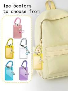 1 件多巴胺星形弹簧扣亚克力硬卡夹，ins 风格时尚星星钥匙扣配彩色卡夹，别致串珠手机壳吊饰，简约星星设计，适合返校礼物、女友礼物、生日礼物，可容纳餐卡、身份证、银行卡