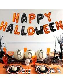 14 件/套万圣节快乐字母气球 - “HAPPY HALLOWEEN”万圣节派对装饰气球、节日活动背景装饰、适合万圣节派对、节日活动场地装饰、家庭室内/室外庭院氛围装饰、节日气球