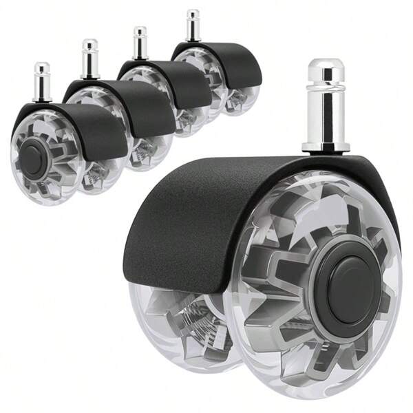 Ruedas de silla de oficina premium de 2 pulgadas 11*22mm que soportan 2200 libras (juego de 5) - Resistentes, de rodaje suave, para todo tipo de pisos, silenciosas y duraderas como reemplazo para sillas de hogar y oficina
