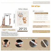 1件婴儿房墙饰。泰迪熊主题儿童房墙画，月亮星星图案儿童房装饰画，可爱小熊气球海报，儿童房装饰，婴儿礼物，复古可爱励志海报，儿童礼物。女孩房装饰，游戏室装饰，幼儿房墙饰。 - 彩色 - 查看 21