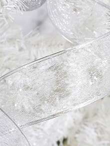 1pc 2m/Pack Christmas Decorative Wire Edge Ribbon, Powder Sprinkled Christmas Ribbon For Home Indoor Decor, Christmas Tree Ornament Home Decor Christmas Decorations Room Decor Winter