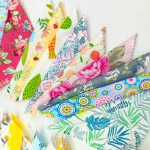 Set Kain Patchwork Motif Bunga & Botani Aneka Warna, 100 Warna Acak, Kain Cetak DIY Cerah, Hanya Dapat Dicuci dengan Tangan, Cocok untuk Menjahit, Patchwork, dan Hadiah Liburan Buatan Tangan DIY - pola acak - View 8