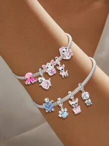 1Pc Fashionable Cute Pet Puppy Series Charm Bead Fit For Women Bracelets Bangles DIY Jewelry Making And Daily Outfit Matching Jewelry Decoration For Girls