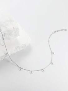 ELSEDES 1 pieza Tobillera/Cadena para el Body mínimalista y única, hecha a mano de plata de ley S925, con forma geométrica incrustada de rhinestones, destacando un encanto distintivo, joyería de alta calidad adecuada para atuendos diarios y de fiesta de mujeres