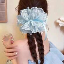 Women Lace Scrunchies Sweet Lace Trim Hair Ties Girl Ballet Ponytail Head Flowers Hair Accessories, Ponytail Holders, Hair Elastics, Hair Rope, Hair Bobbles