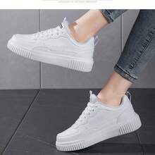 European And American Fashion Breathable Couple's Casual Sneakers, Women's Thick Sole Sports Shoes, Spring/Autumn - White - View 4