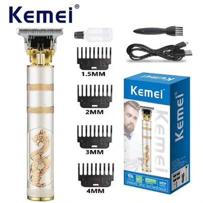 Kemei KM-762 男士可充电专业理发器，无线理发器，胡须修剪器，毛发修剪套装，0mm 零间隙雕刻理发器，男士生日节日礼物