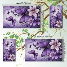 2 paños de cocina con diseño de flores moradas y mariposas - Paños de cocina suaves y absorbentes, con estilo de granja y varilla negra, toallas decorativas ligeras para el baño, decoración del hogar de campo y para días festivos, toallas decorativas de cocina | Decoración de toallas vibrante | Toallas visualmente atractivas