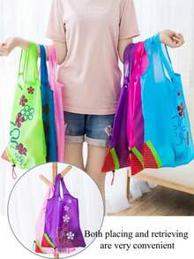 1-10 peças bolsa de armazenamento morango dobrável sacolas de compras reutilizáveis dobráveis nylon mercearia grande bolsa cores aleatórias