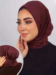 1件装女士阿巴雅配饰，方便的纽扣式运动速戴头巾，日常休闲头巾/发带，休闲内衬帽，适合连衣裙穿着。 - 羈扣帽 - 查看 11