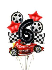 Set Balon Tema Balap 8 Buah, Termasuk Balon Balap, Balon Angka 1-9 Ukuran 32", Bendera Balap, Balon Bulat Bentuk Ban Ukuran 18", Balon Bintang Merah, Cocok untuk Tema Balap, Dekorasi Ulang Tahun Anak Laki-laki, Pesta Mobil - MultiWarna - View 11