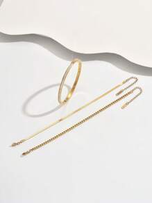 3pcs Minimalist, Versatile, Light Luxury, Stackable Zirconia Paper Clip Bracelets, 18K Gold-Plated Mirror Polished, Vacuum Plating, Waterproof And Not Easy To Fade Stainless Steel Bracelet Set, Personalized Jewelry Bracelets, Women's Jewelry, Suitable For Women's Gatherings, Daily Wear, European Style, Generous Personalized, Luxury Zirconia Wristbands,