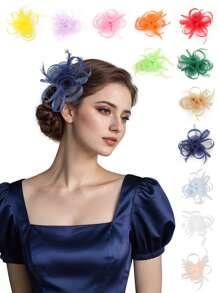 1 Pc Fascinator Hats Feather Flower Hair Clip Wedding Tea Party Kentucky Derby Headband For Girls And Women Fascinator Hat Halloween