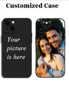 1pc Custom Photo Phone Case, Personalized Image On Black TPU Case, Compatible With Apple 16/15/14/13/12/11 Pro Max, 14/15/16 Plus, Galaxy S25/S24/S23/S22 Ultra Accessories. Full Protection Shock-Resistant Back Cover, Suitable As Anniversary, Valentine's, Birthday, Wedding, Thanksgiving, Father's Day, Couples, Friend Gift For Mom, Dad, Boyfriend, Girlfriend. - Black - View 3