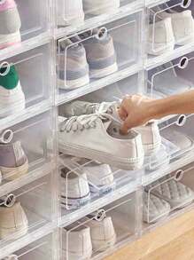 6/12 piezas Cajas apilables transparentes para almacenamiento de zapatos para el armario, contenedores de almacenamiento de zapatos resistentes con puerta transparente, cajas de zapatos de plástico con cajón grueso, organizador de zapatos apilable para tenis