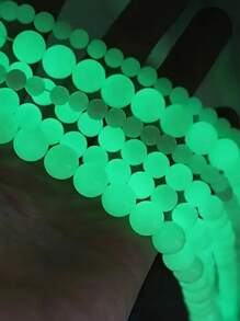 1pc 8mm Green Luminous Bead Bracelet, Luminous Stone Bracelet, Round Bead Green Fluorescent Male And Female Night Pearl, Single Circle Bracelet