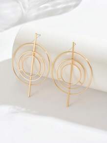 1 par de pendientes de diseño geométrico de alambre metálico en espiral para mujer, de estilo europeo y americano exagerado, adecuado para diario, estilo callejero, casual, nicho, accesorios
