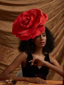 1 件大号花朵头饰，适合女士德比茶会花式花帽，女士头饰，女士服装配饰、发带、发箍头带 - 彩色 - 查看 4