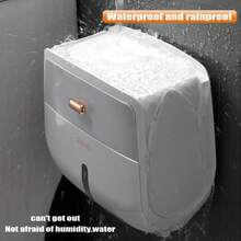 1 个大容量双层卫生纸收纳盒 - 带防水防尘抽屉、壁挂式纸盘和卷纸架，适用于家庭、办公室、超市、浴室、客厅、整洁的装饰配件，易于安装返校 - 黑與白 - 查看 9