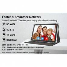 TenYide Tablet Android 15 de 10 Polegadas, Tablet Celular com Slot para Dois Chips, Tablet & Telefone 4G LTE (Faz Chamadas), 1080 HD IPS, 16GB+128GB, Suporta Expansão de 1TB, Tablet com Câmera de 13MP+5MP, GPS, Wi-Fi 5G, USB - Púrpura - Visão 6